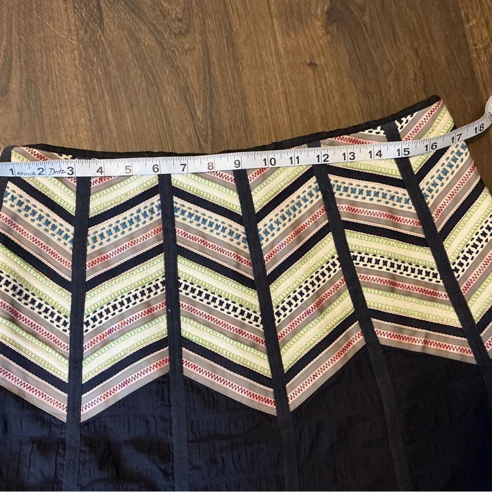 Nanette Lepore Vintage Navy A-Line Skirt 12 Chevron Trim Romantic 90s - Picture 13 of 13